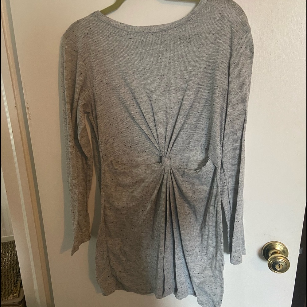 Women’s Long Sleeve Flowy Thermal Dress with Knot